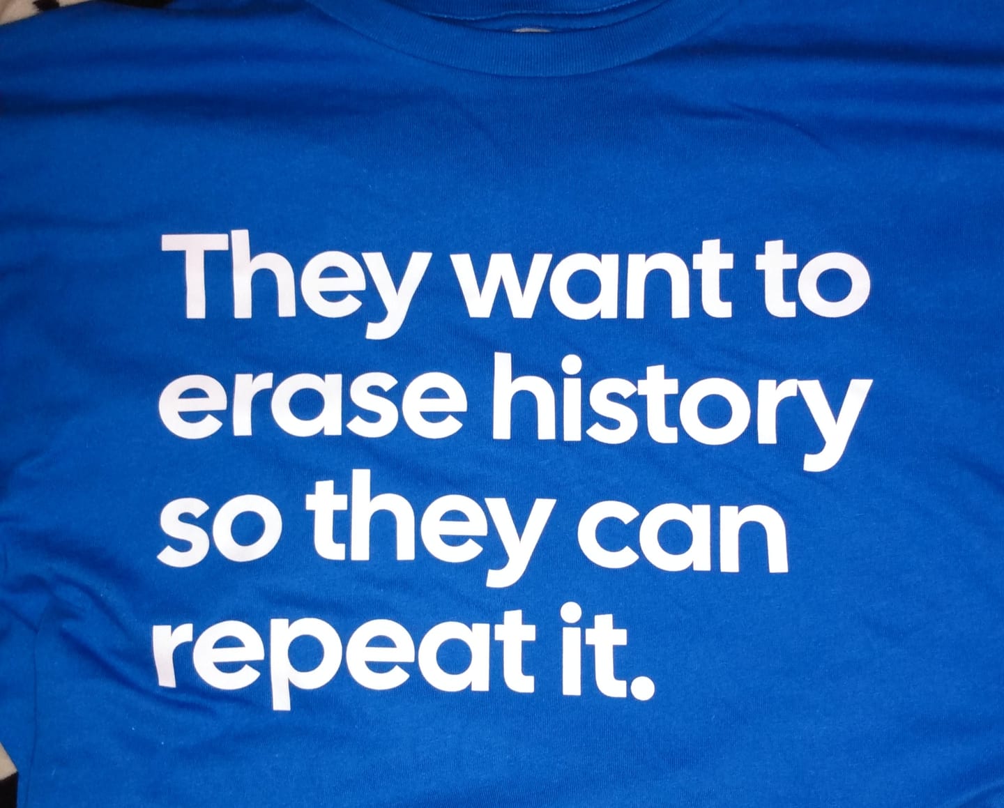 Customer photo review of They Want to Erase History So They Can Repeat It Unisex Tee