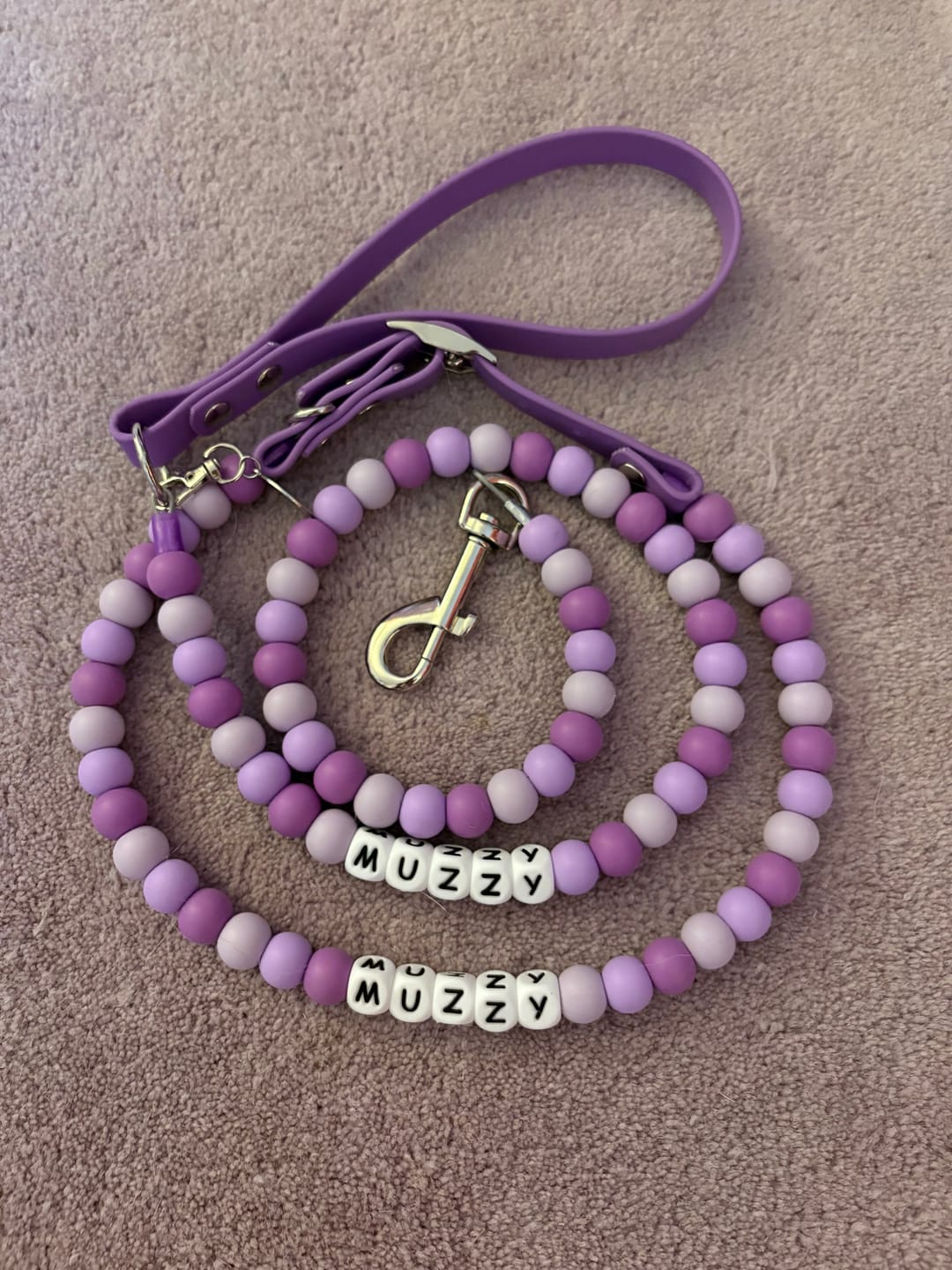 Customer photo review of Alphabet Beaded Dog Lead