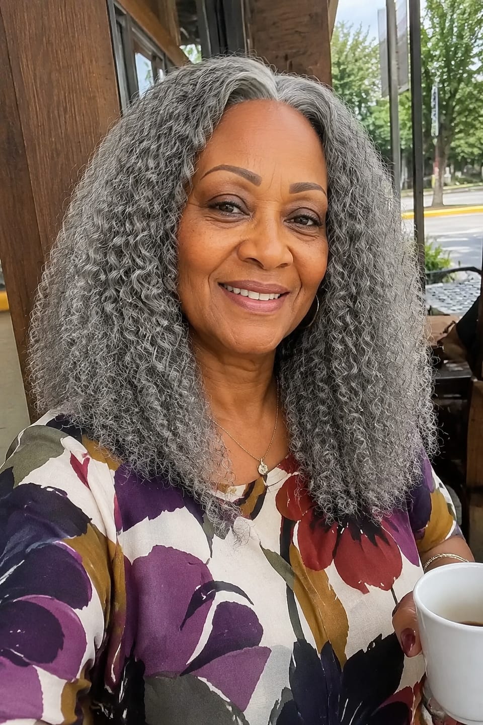 Customer photo review of Luvwin 5x5 Closure Salt & Pepper Burmese Curly Glueless Wig 100% Human Hair