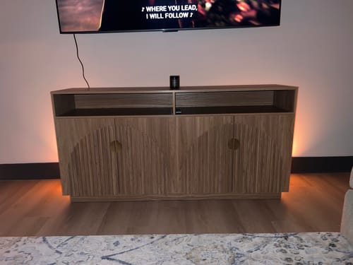 Customer photo review of 65" Fluted Arched Door Modern TV Stand