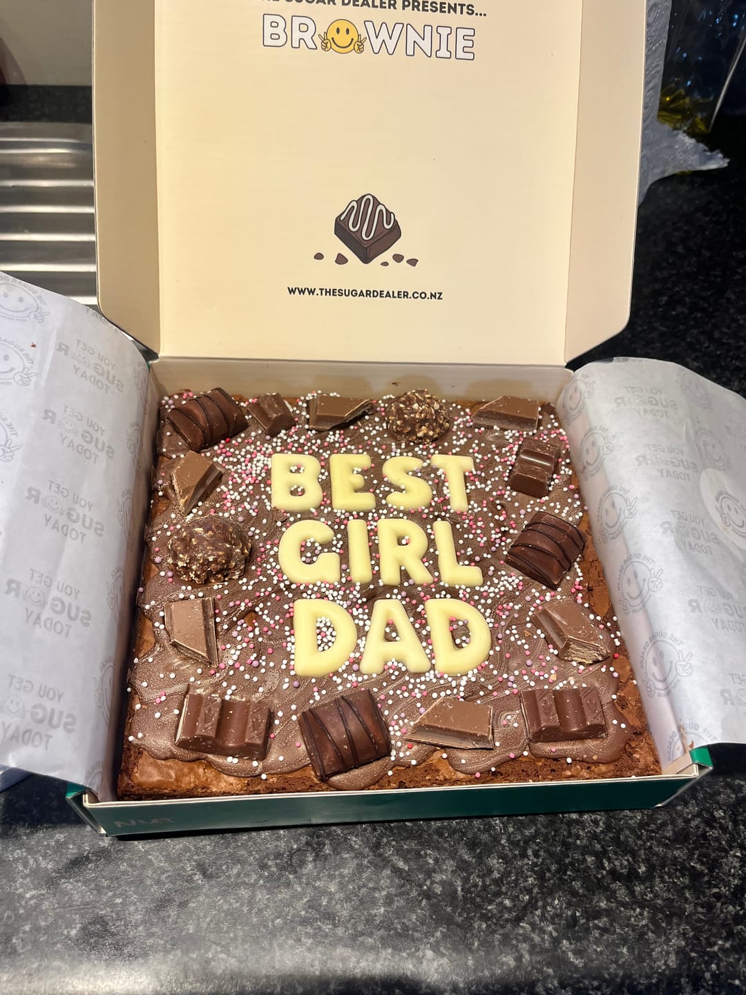 Customer photo review of Custom message chocolate fiend brownie