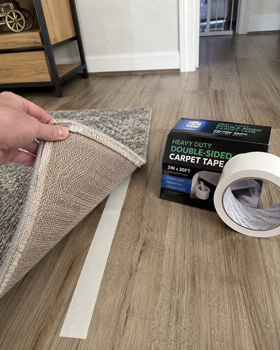 Customer photo review of Heavy-Duty Double-Sided Carpet Tape – Waterproof Mesh Adhesive