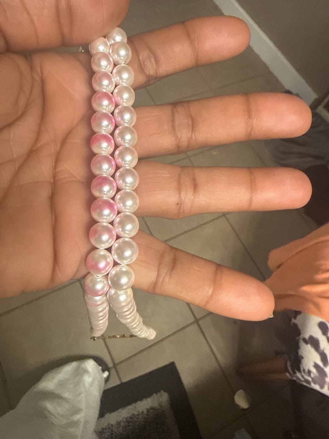 Customer photo review of Custom Name Necklace w/ Pearl Chain