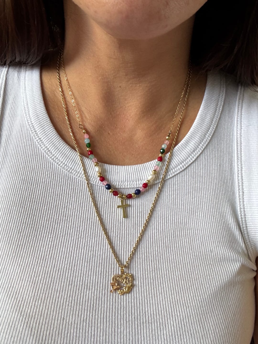 Customer photo review of FREE Today: Colorful Beaded Necklace with Simple Cross Pendant: A Symbol of Vibrant Sacred Grace & Steadfast Faith