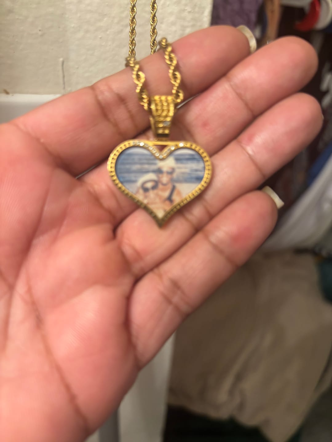 Customer photo review of Iced Photo Pendant w/ Rope Chain