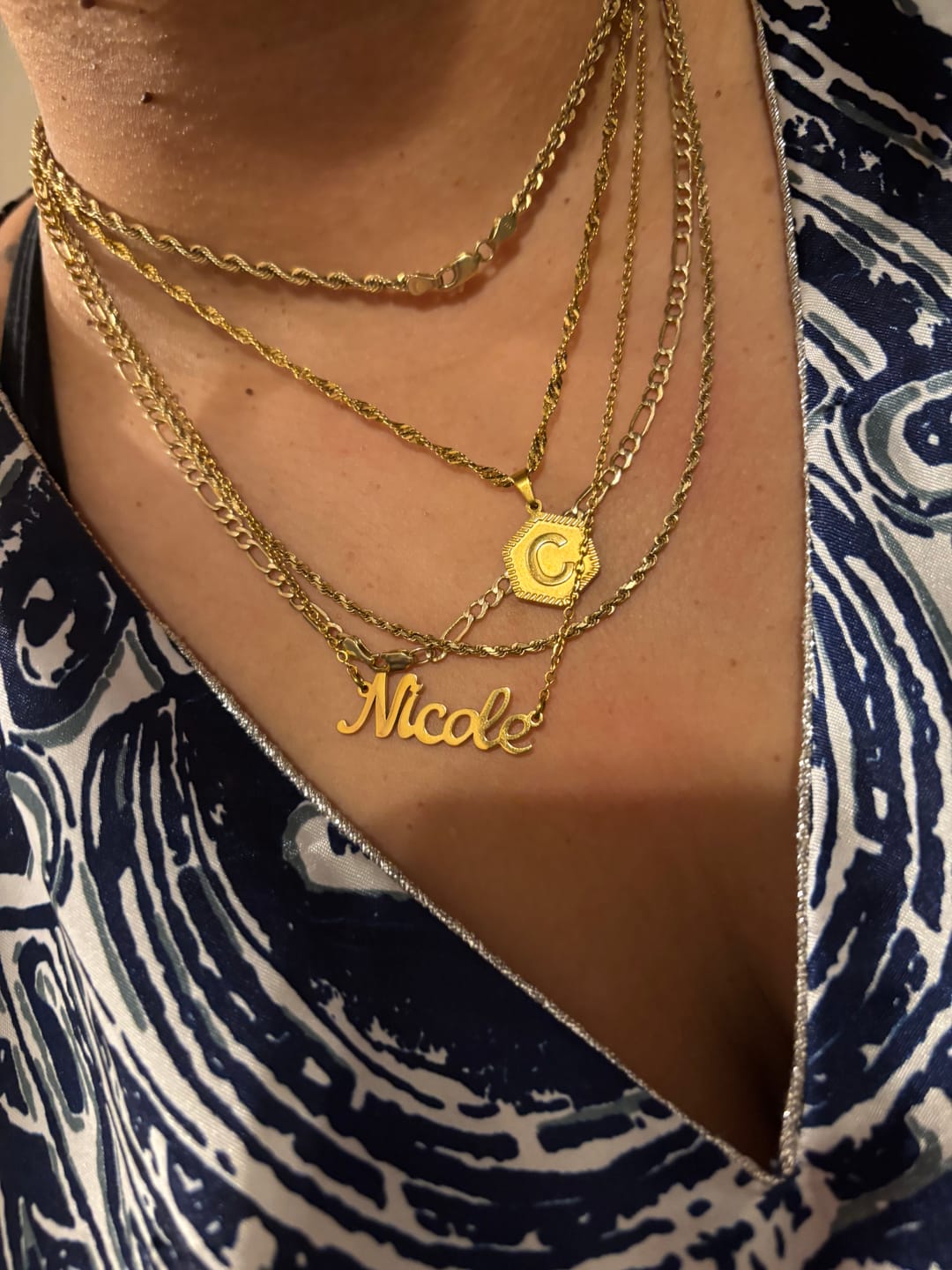 Customer photo review of Hex Initial Necklace