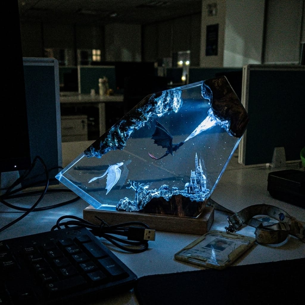 Customer photo review of Dragon Glow - El Yapımı LED Reçine Gece Lambası