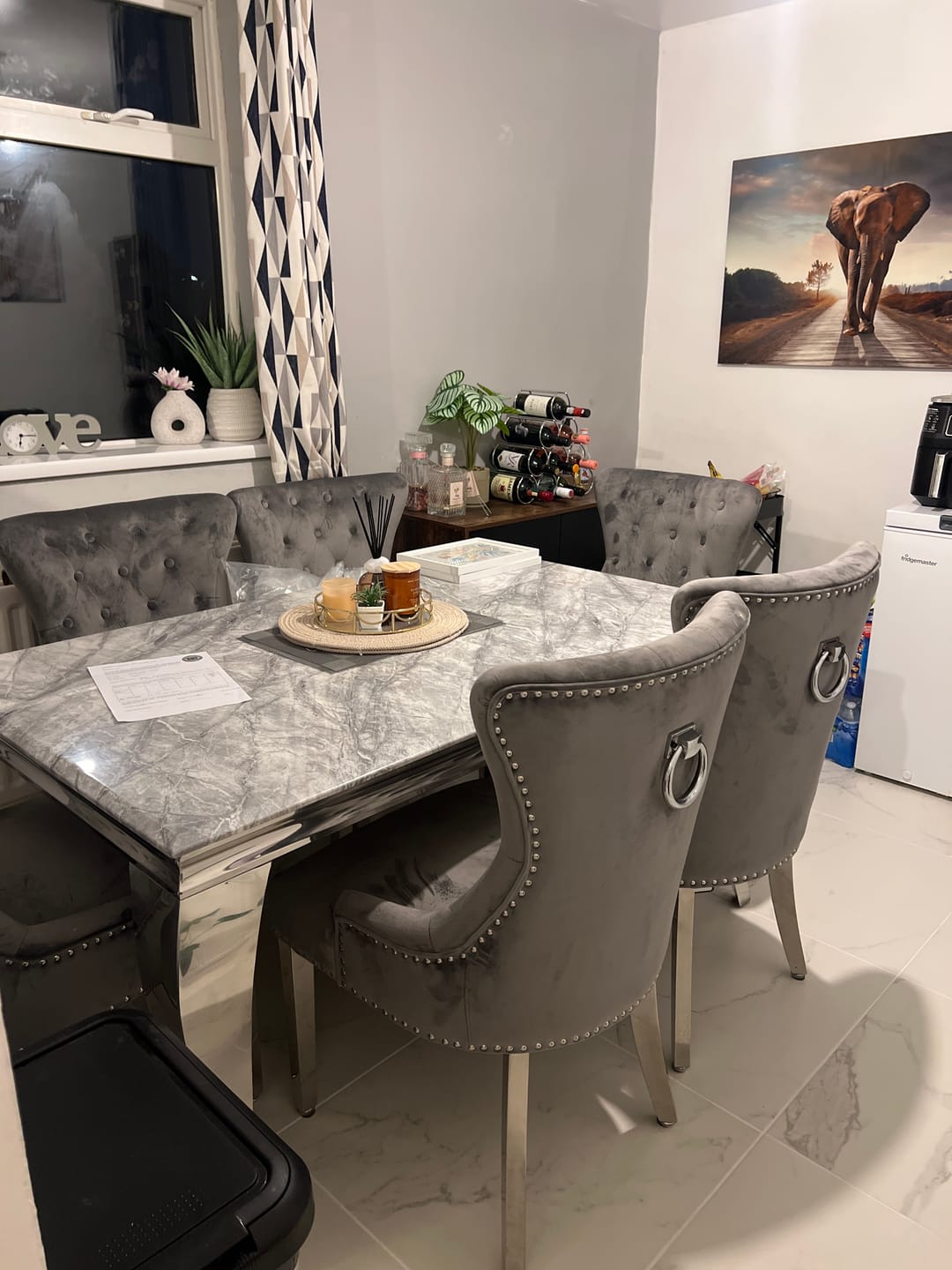Customer photo review of Vienna Marble Dining Table With Chelsea Ring Knocker Chairs