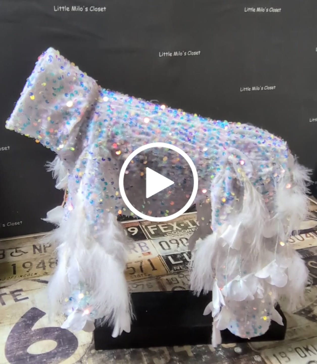 Customer video review of Ice White Iridescent Feather Sequin on Velvet