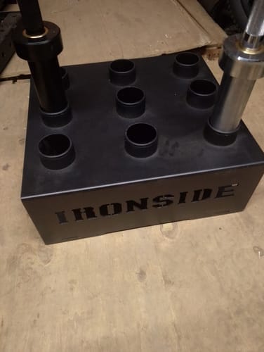 Customer photo review of Vertical Barbell Storage Rack - Floor Bar Holder - IRONSIDE
