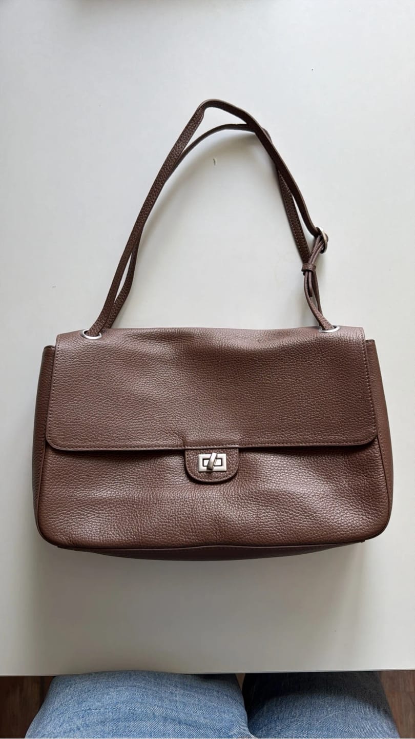 Customer photo review of Miriam Elephant Gray Cowhide Crossbody