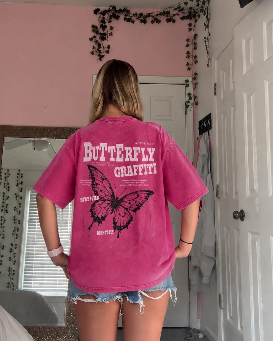 Customer photo review of Butterfly Street Art Graphic Tee