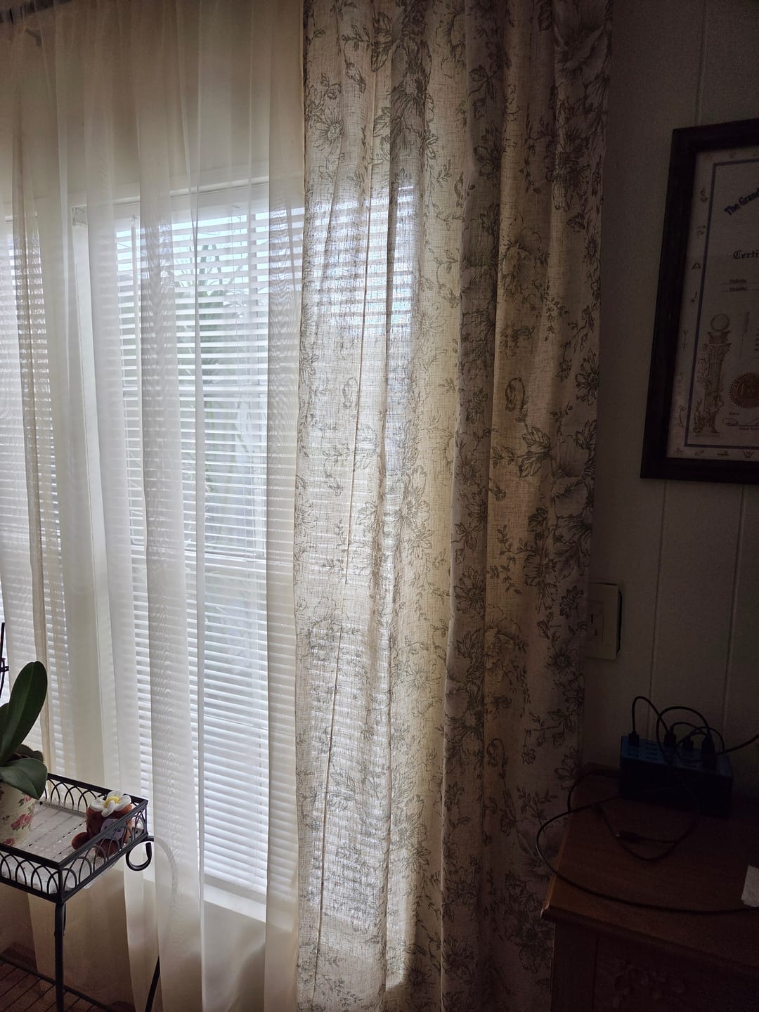 Customer photo review of Peony Print Linen Blend 3-in-1 Curtains (2 Panels)