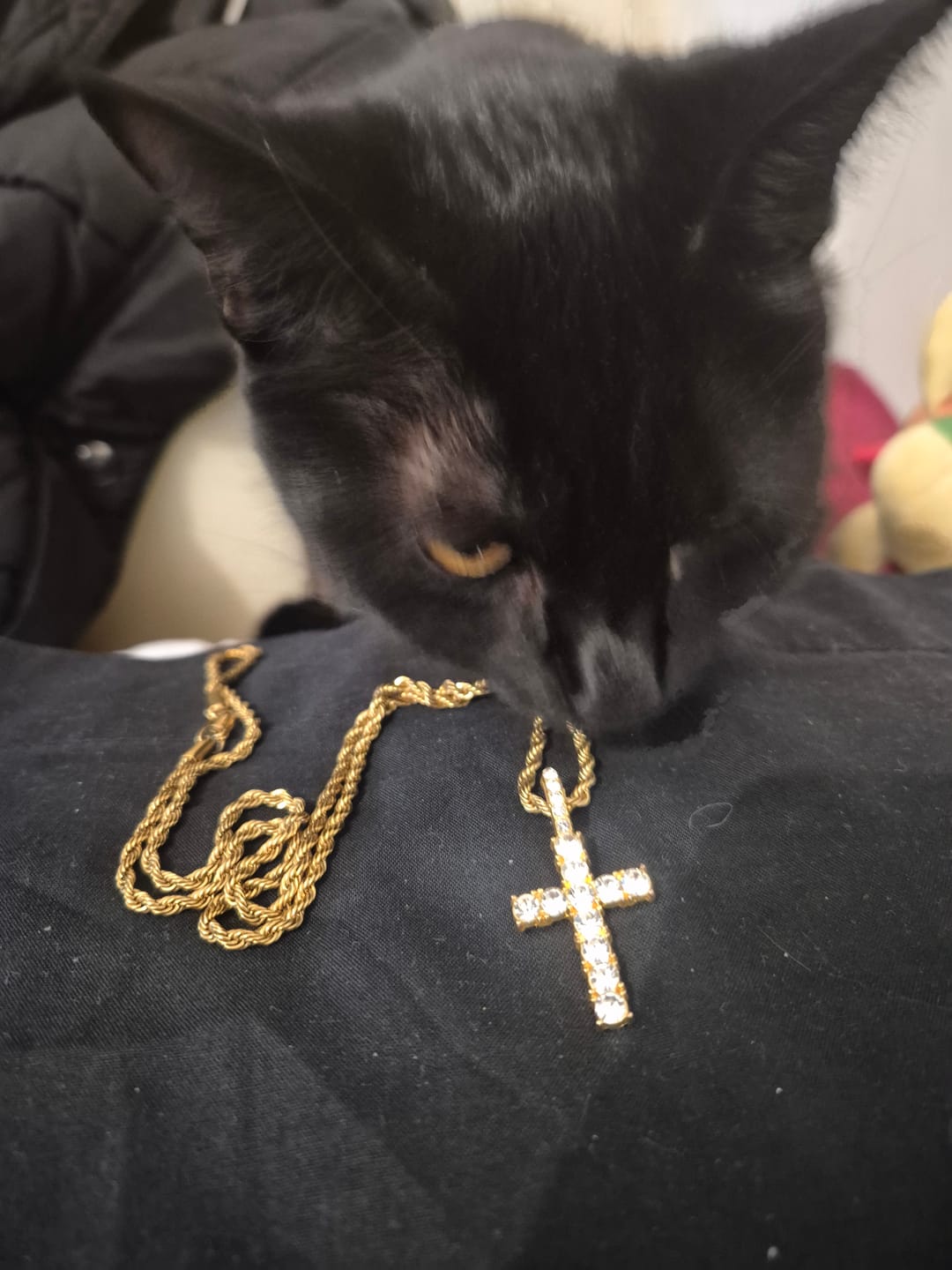 Customer photo review of FREE Today: Smooth Twist Chain Full Stone Encrusted Cross Necklace: Timeless Emblem of Gentle Heavenly Guardianship