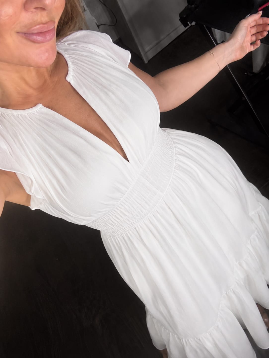 Customer photo review of Vestido Tubo Plisado Fruncido sin Tirantes