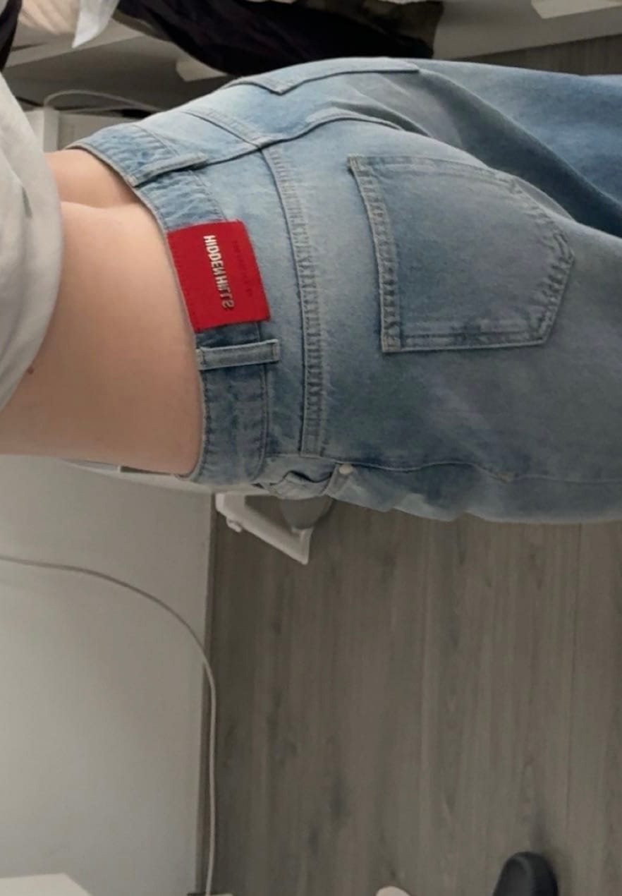 Customer photo review of RED EMBROIDERED LOGO JEANS