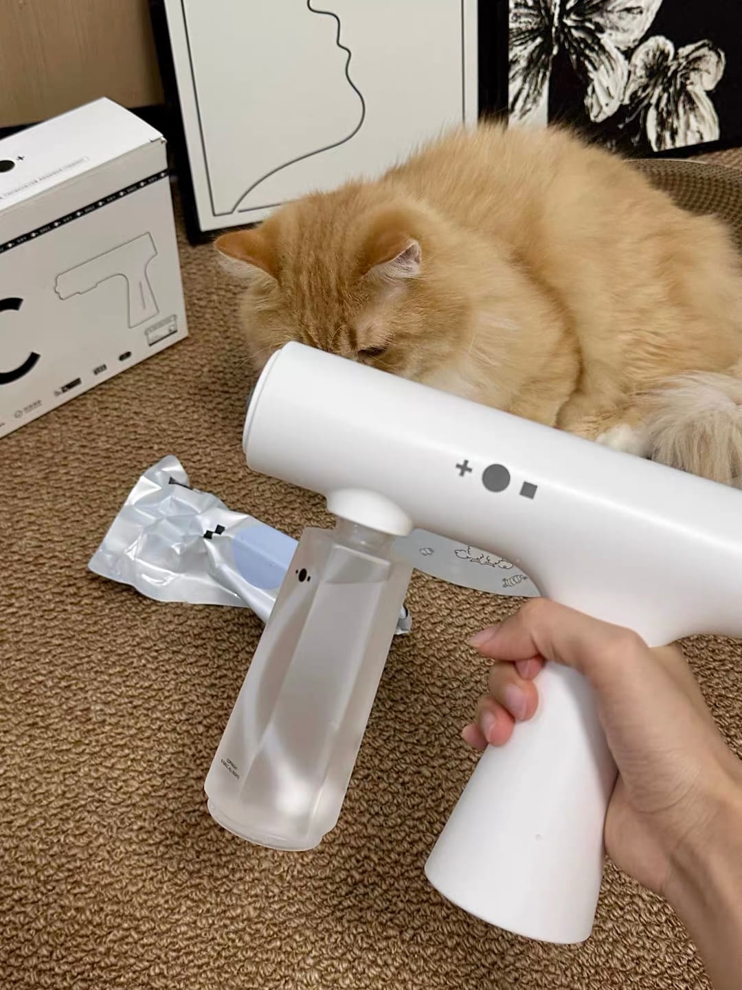Customer photo review of Probiotic-Powered Odor Eliminator Spray - Neutralizes Cat Litter & Pet Urine Smells for Cats & Dogs