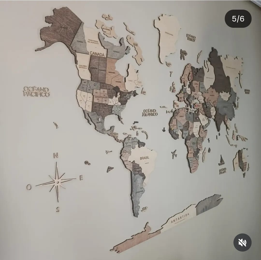 Customer photo review of 3D Wooden World Map Smokey