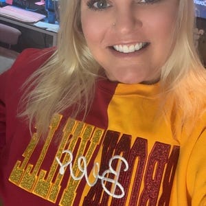 Customer photo review of Custom Glitter Embroidered Two Tone Sweatshirt | Gifts for Sports Mom