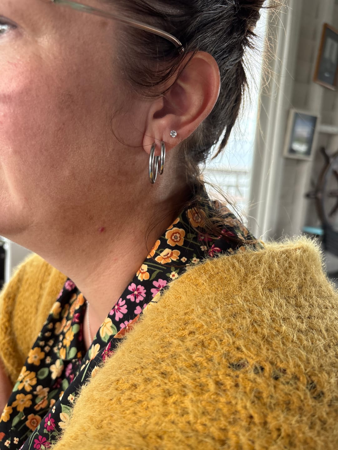 Customer photo review of Triple Hoop Earrings Silver Set