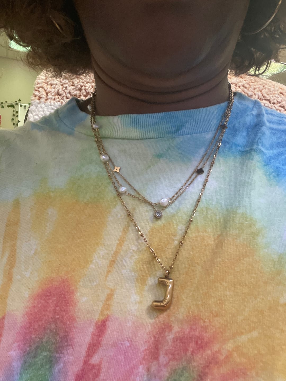 Customer photo review of Bubble Letter Initial Necklace (Bundle)