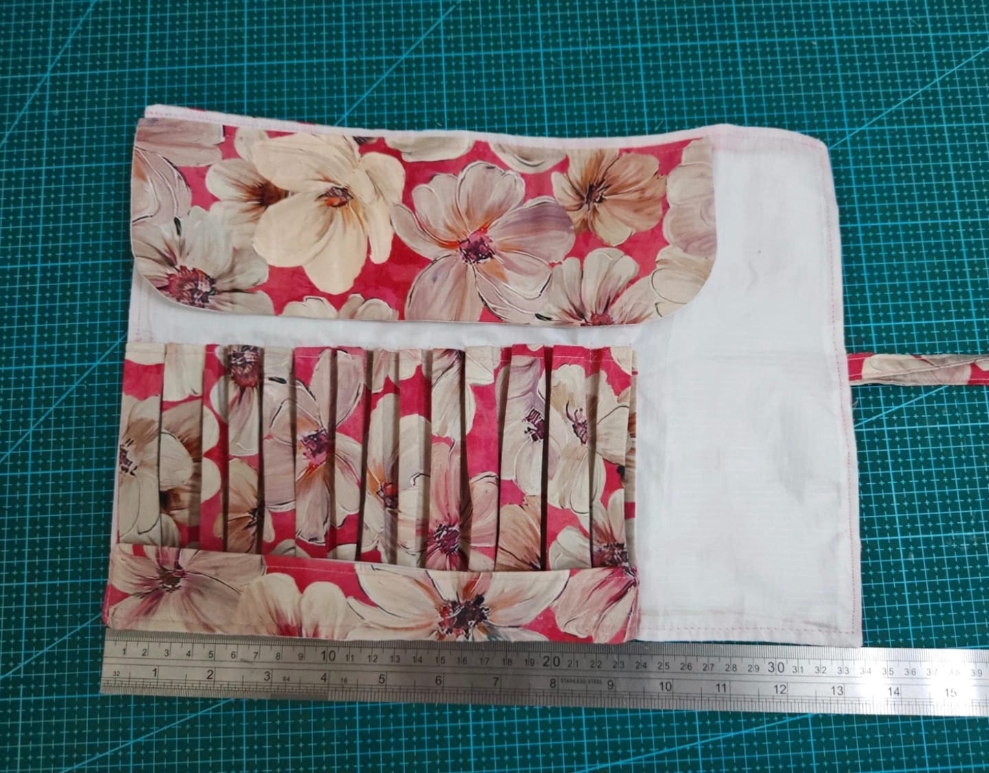 Customer photo review of Beige Flowers Cotton Sateen Fabric