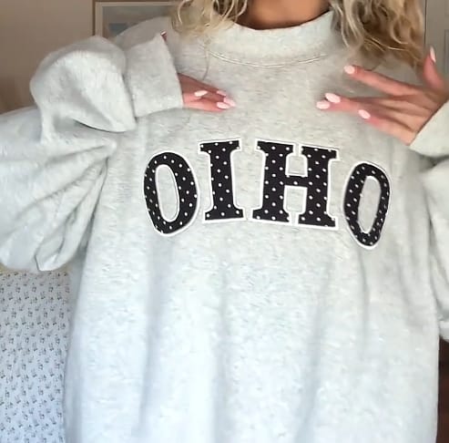 Customer photo review of Custom Appliqué Embroidery Oversized Polka Dot Mockneck Pullover | Relaxed-Fit Half-Turtleneck with Vintage Dot Pattern