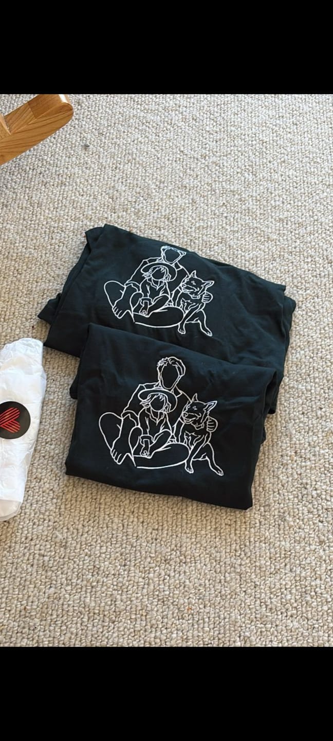 Customer photo review of CUSTOM Kid's Line Drawing T-Shirt
