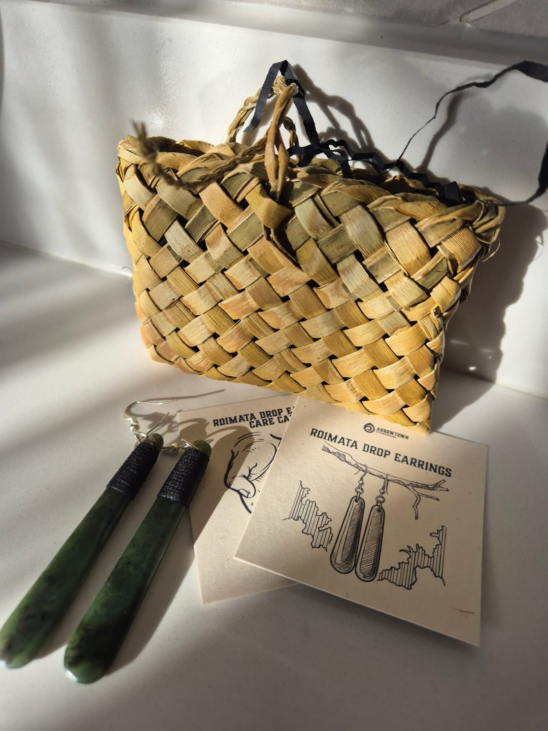 Customer photo review of Roimata Pounamu Large Drop Earrings 70mm