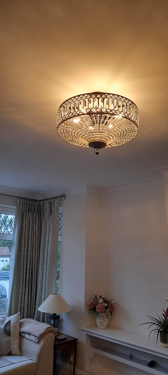 Customer photo review of Carved Crystal Drum Semi Flush Mount