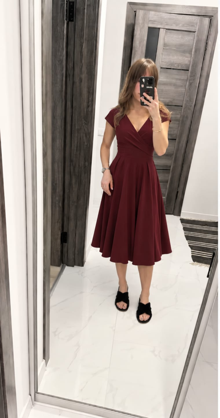 Customer photo review of Vestido Tubo Plisado Fruncido sin Tirantes