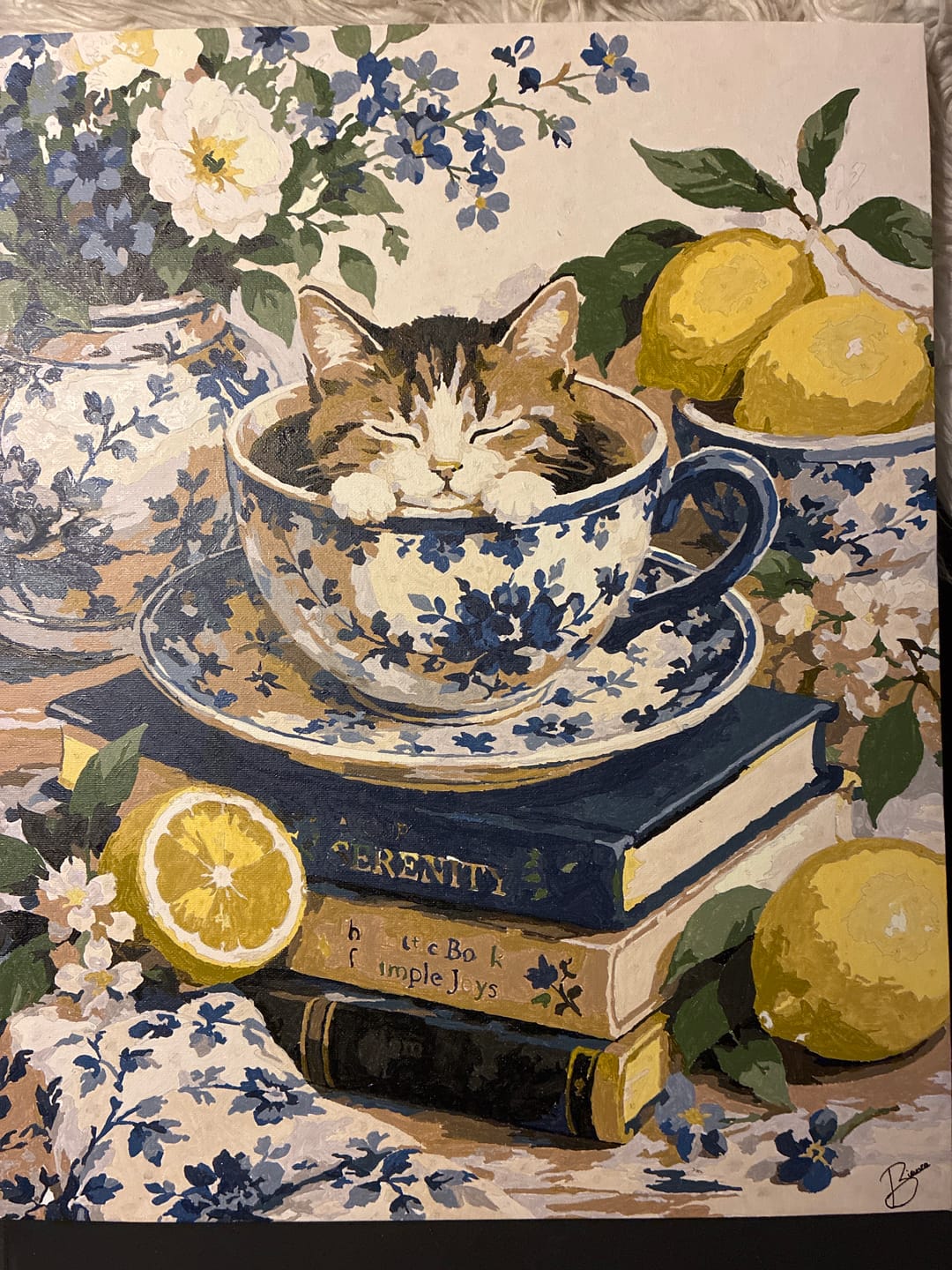 Customer photo review of Tea Time Whiskers | Paint by Number
