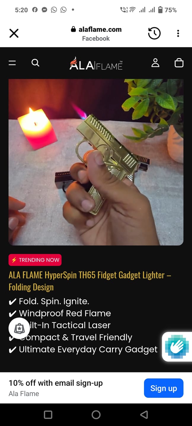 Customer photo review of ALA FLAME HyperSpin TH65 Fidget Gadget Lighter – Folding Design