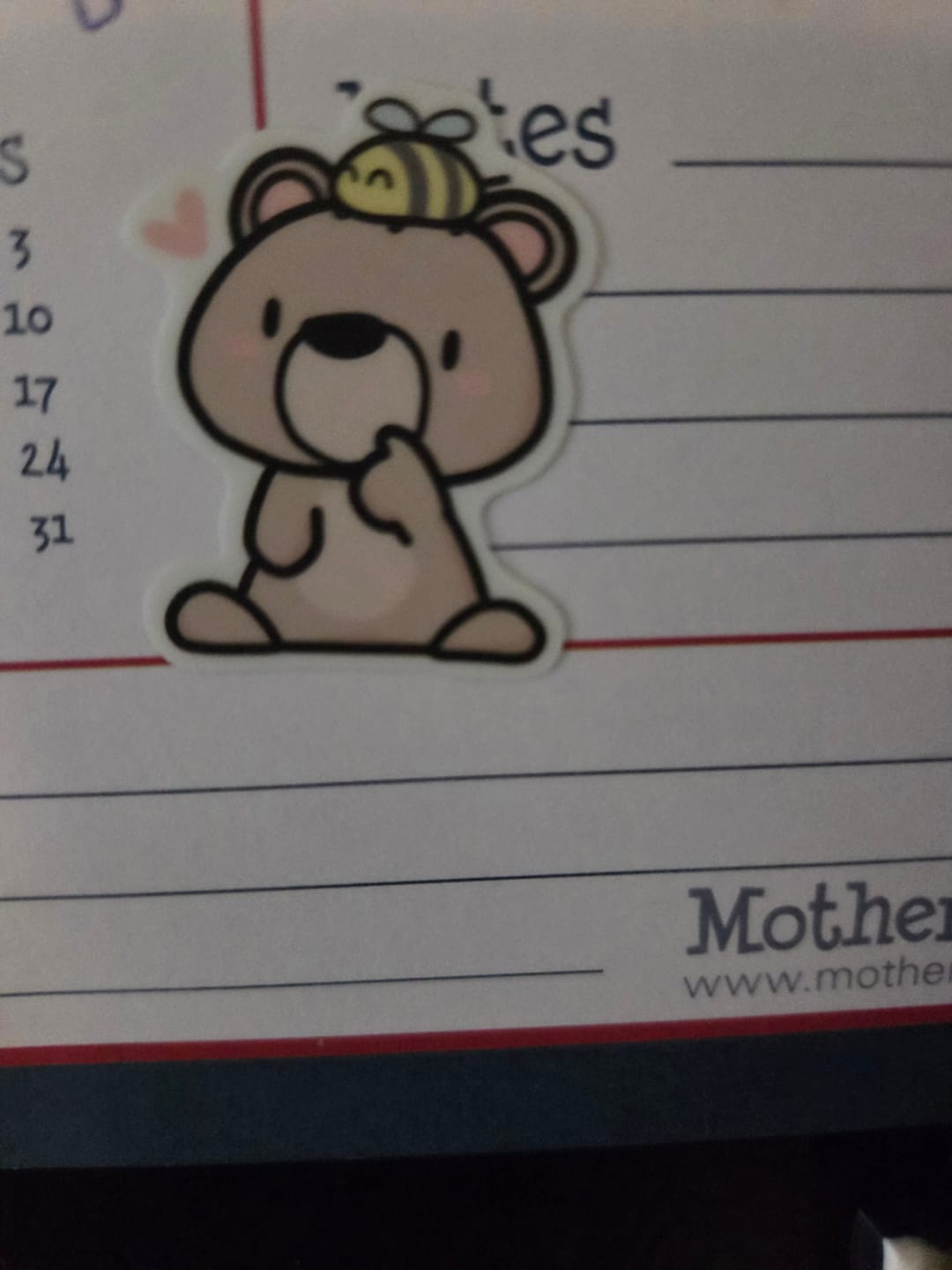 Customer photo review of Bees and Bears Sticker Set