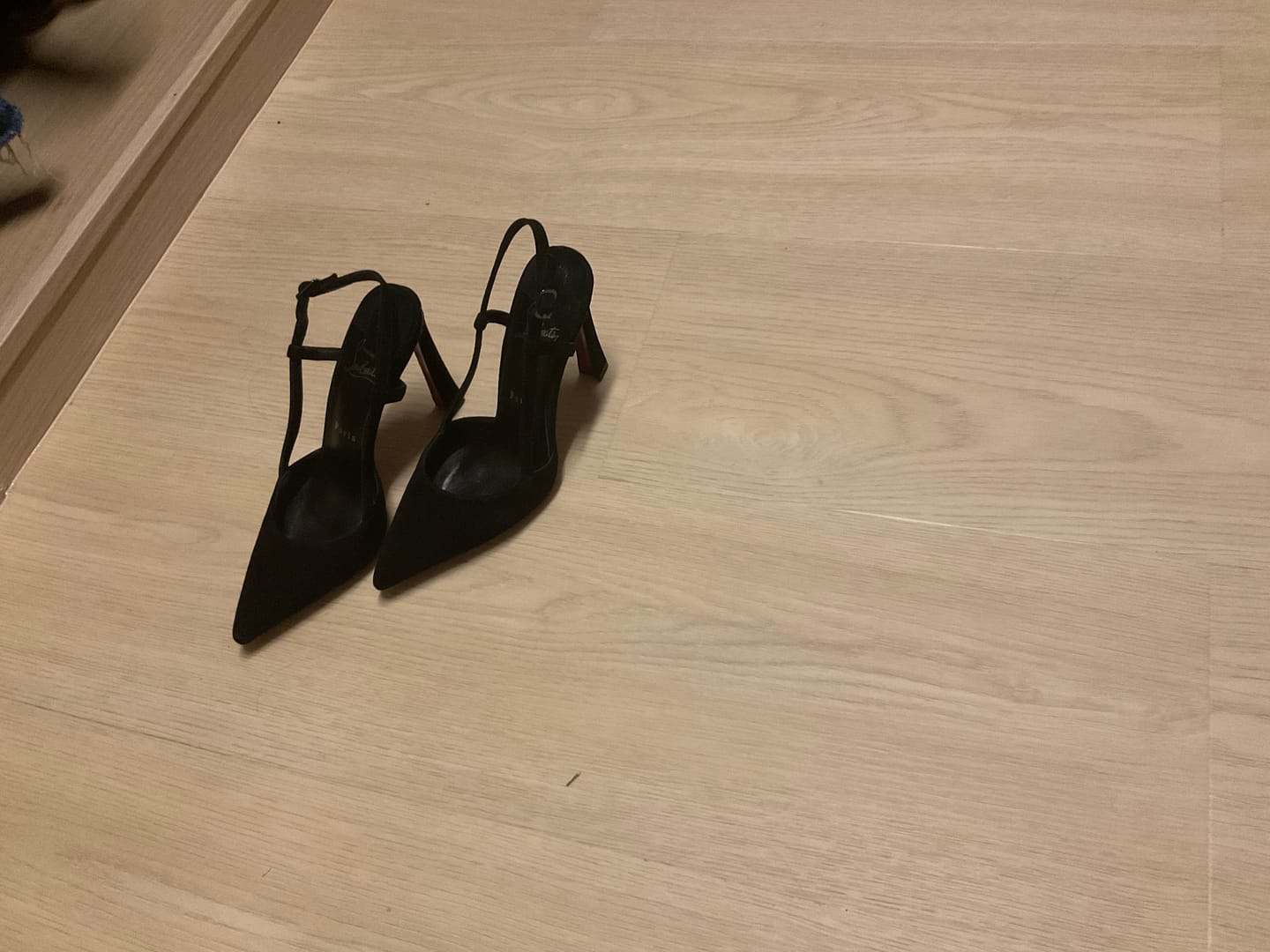 Customer photo review of CL Condoroline 100 Mm Sling Back Pumps Veau Velours Black