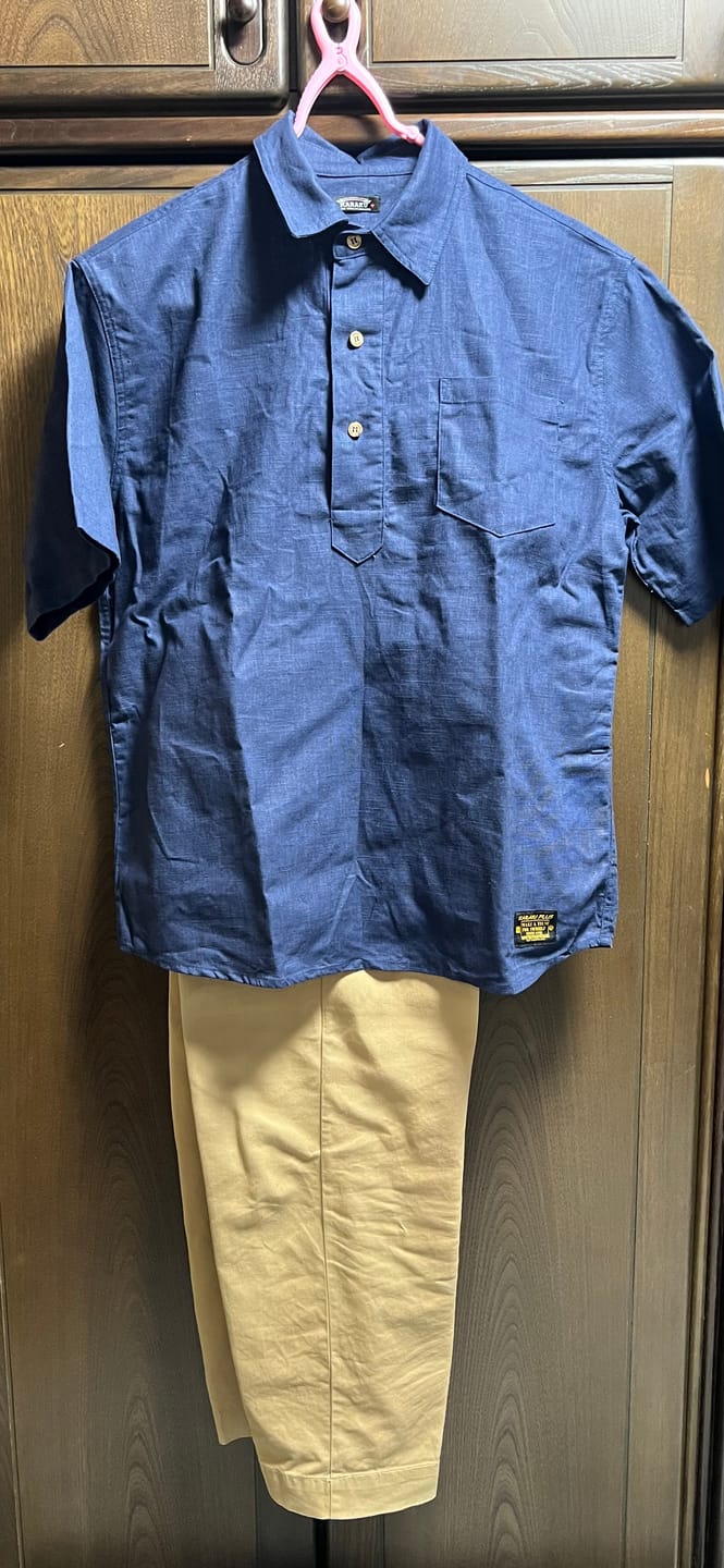 Customer photo review of NAVY　ハーフボタンコットンリネンポロシャツ