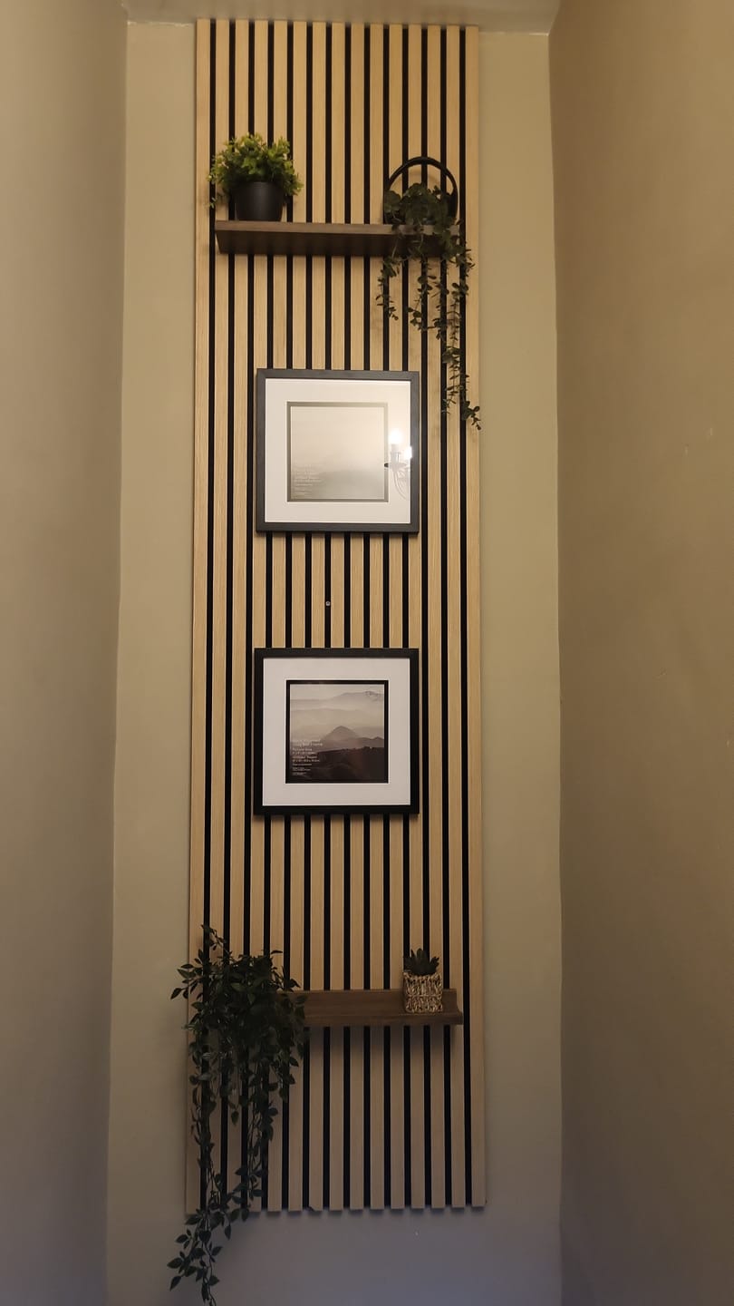 Customer photo review of Acoustic Slat Wall Panels Wooden Decorative Wall Panels Natural Oak Premium 2.4m x 0.6m