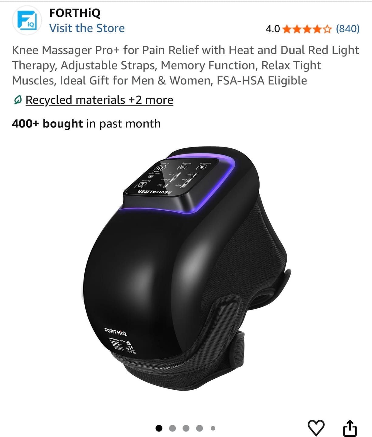 Customer photo review of Knee Massager Pro+ with Heat, Red Light, and Vibration Therapy - FSA or HSA eligible