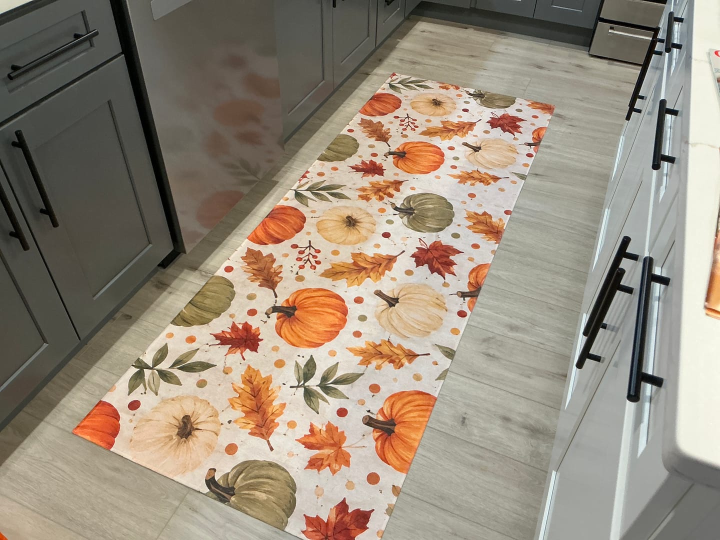 Customer photo review of Autumn Pumpkin Botanical Machine Washable Rug