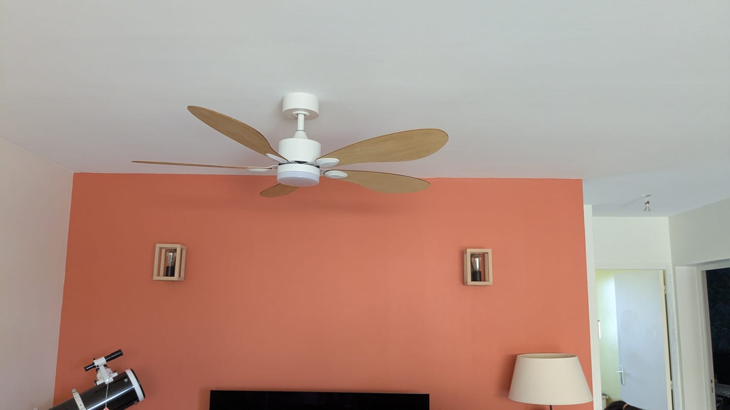 Customer photo review of Libellule teinté Chêne | Ventilateur de plafond
