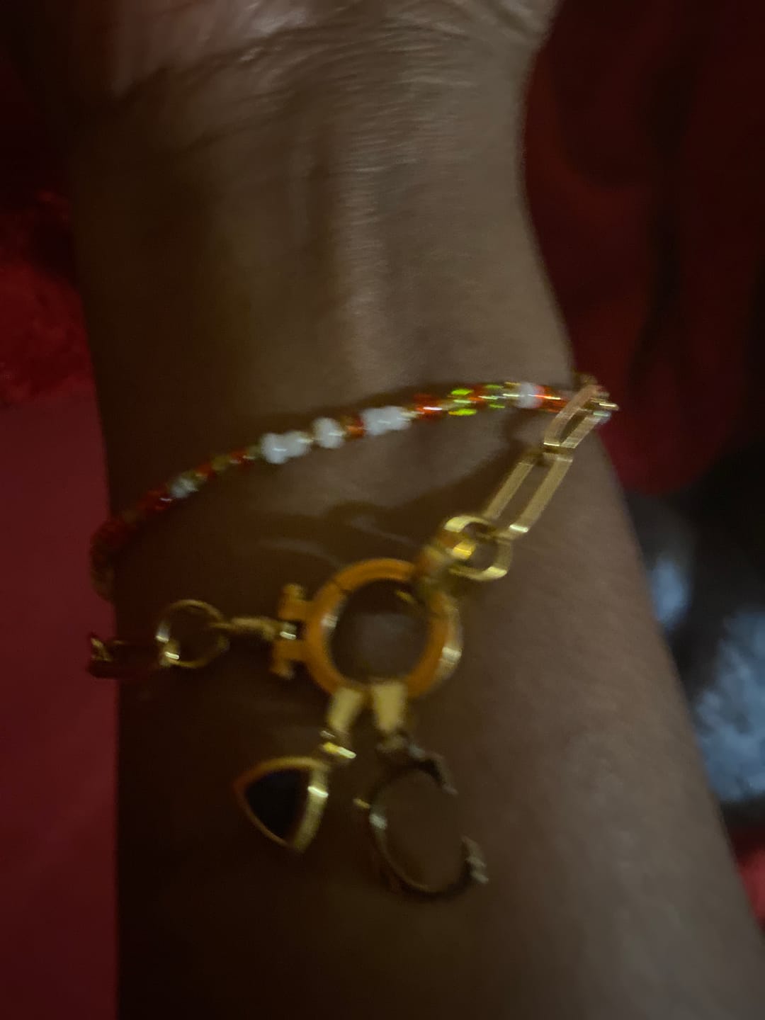 Customer photo review of Initial Birthstone w/ Paper Clip Bracelet