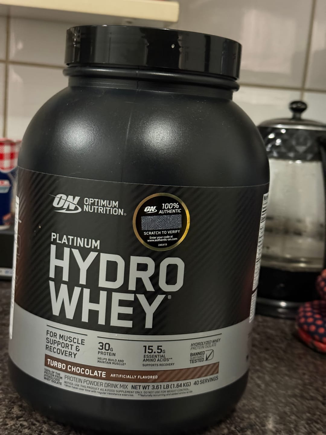 Customer photo review of Optimum Nutrition Platinum Hydrowhey Proteina Hidrolizada 40 Servicios
