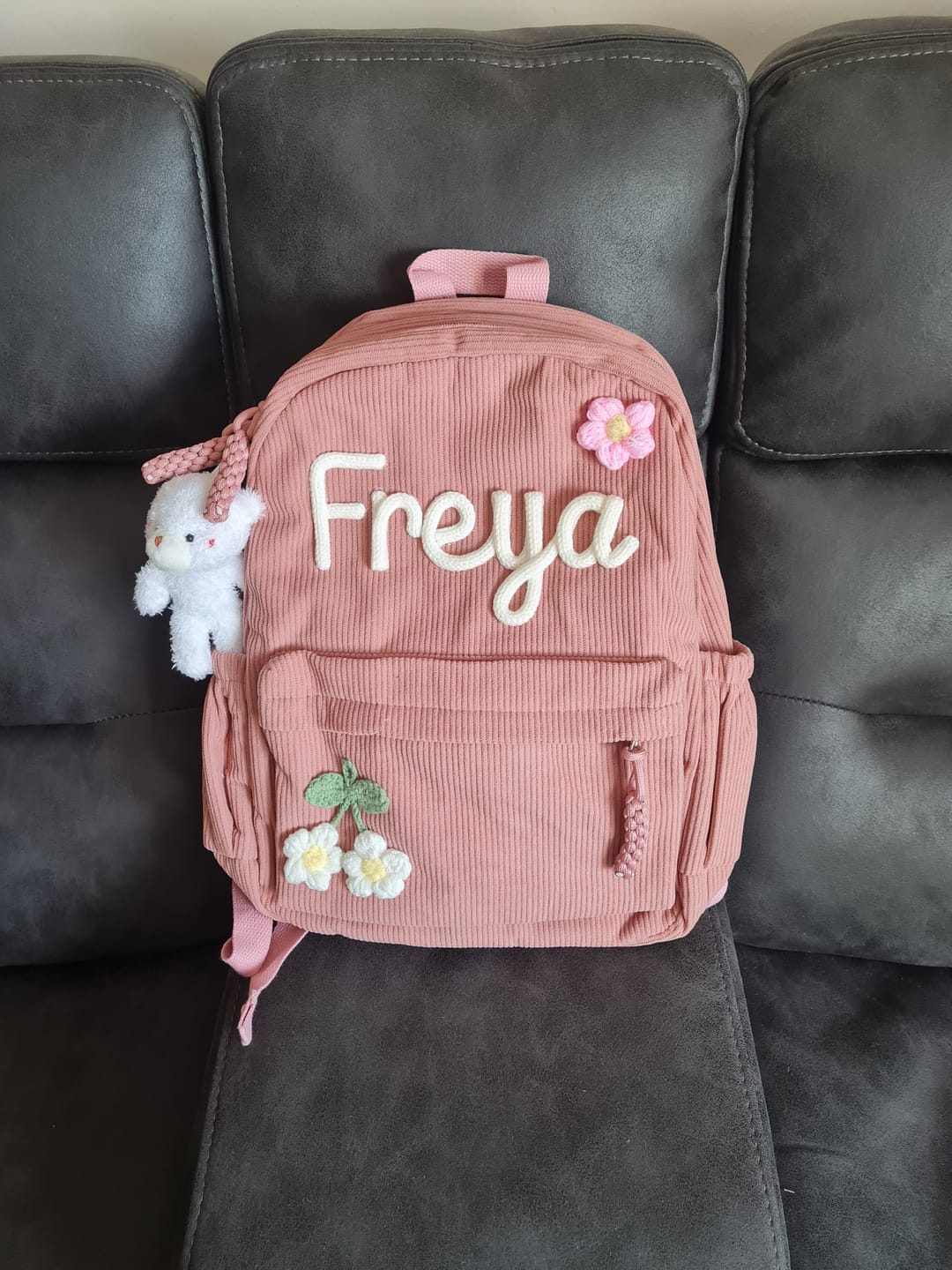 Customer photo review of K&C - Personalized Knitted Backpack