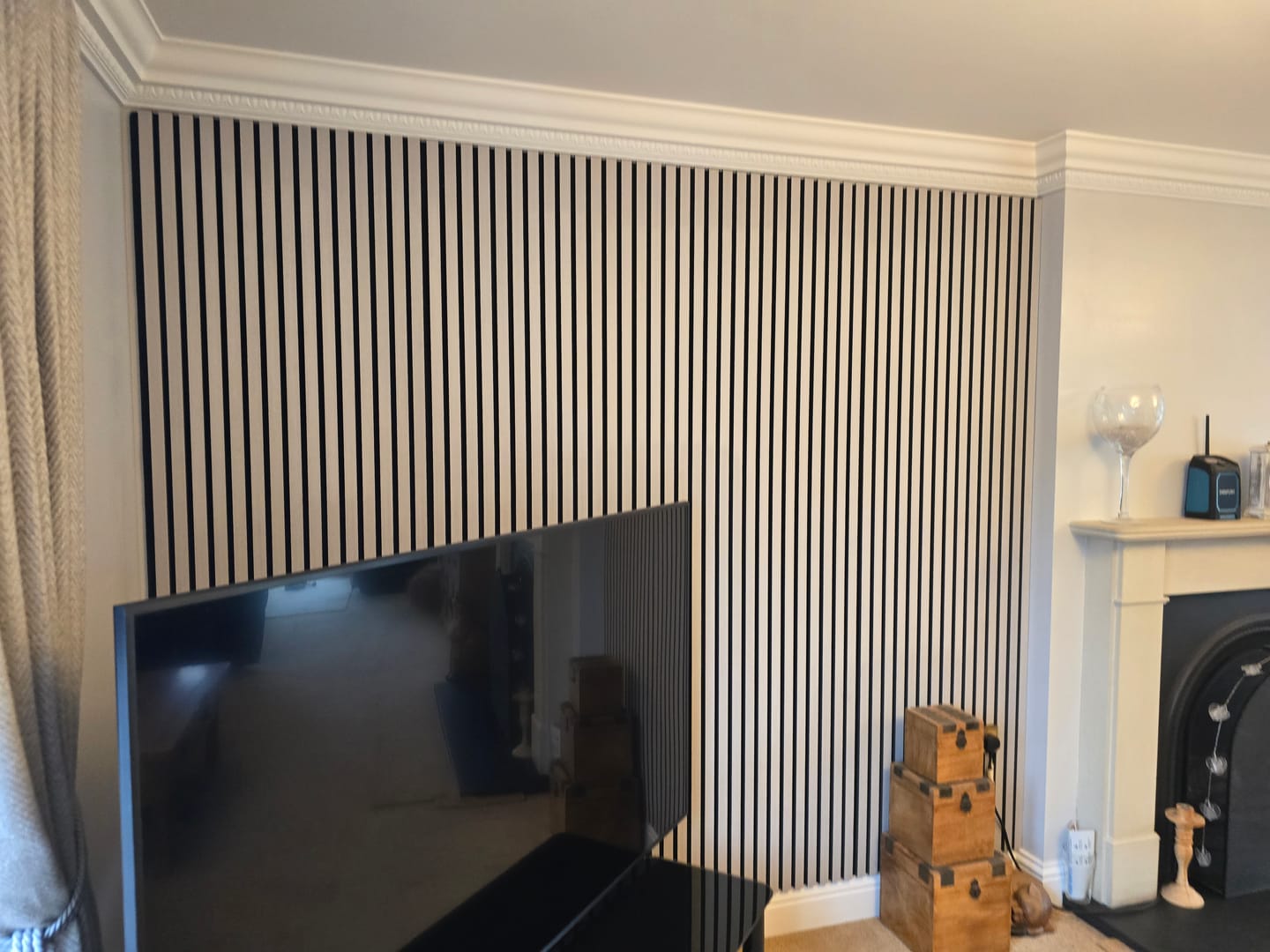 Customer photo review of Acoustic Slat Wall Panels Wooden Decorative Wall Panels Grey Oak Premium 2.4m x 0.6m