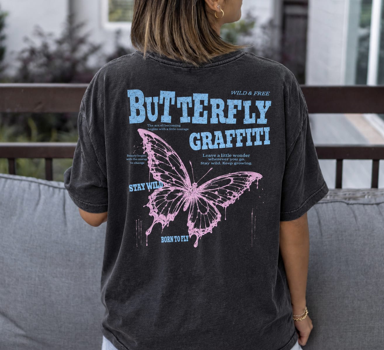 Customer photo review of Butterfly Street Art Graphic Tee