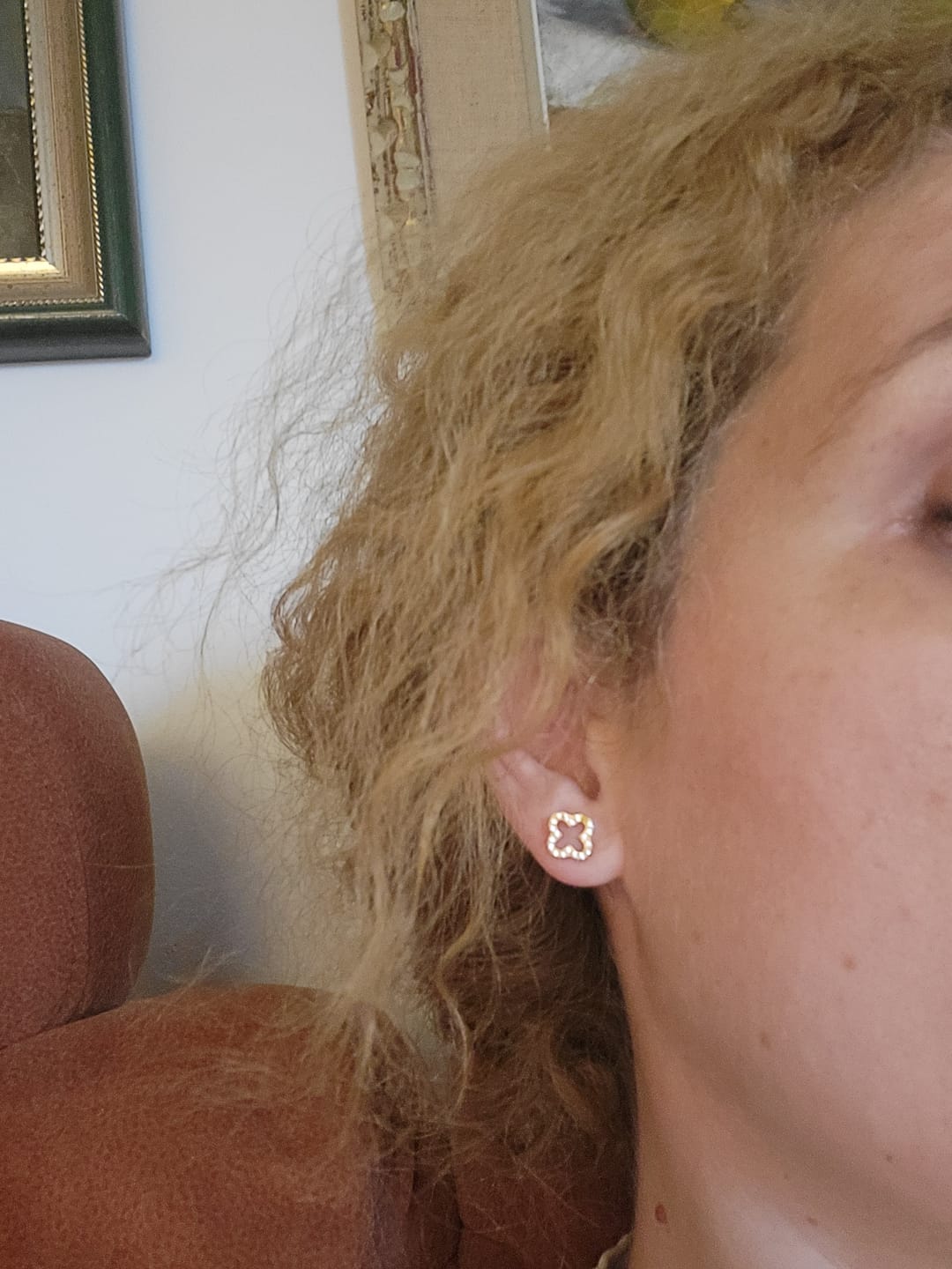 Customer photo review of Pavè Clover Studs