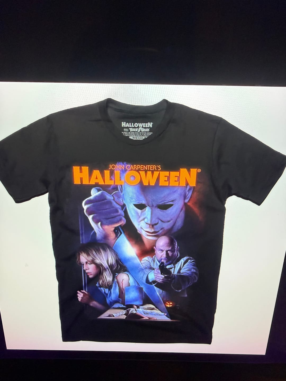 Customer photo review of Halloween Trick Or Treat Or Die T-Shirt