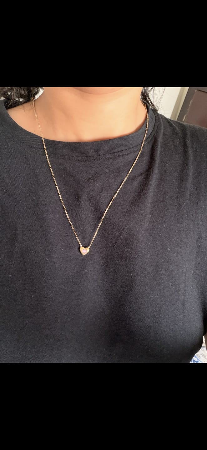 Customer photo review of Pink Heart Crystal Pendant Necklace