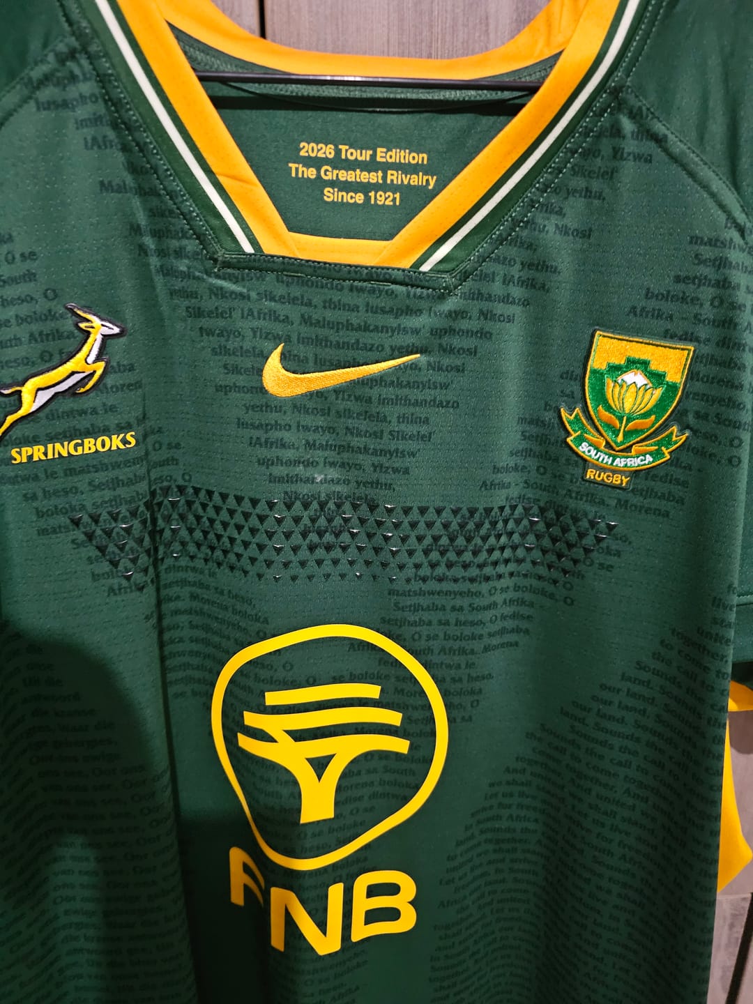 Customer photo review of Springboks Nike Men's 2026 RGR Authentic Jersey