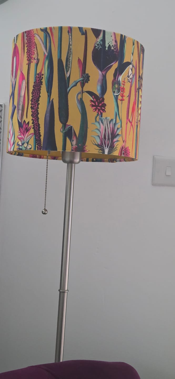 Customer photo review of Botanical Velvet Handmade Lampshade with Mustard Gold Lining